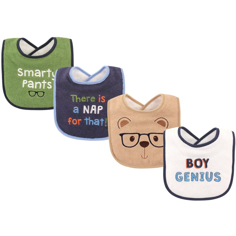 Luvable Friends Unisex Baby Cotton Drooler Bibs with Fiber Filling, Genius, One Size